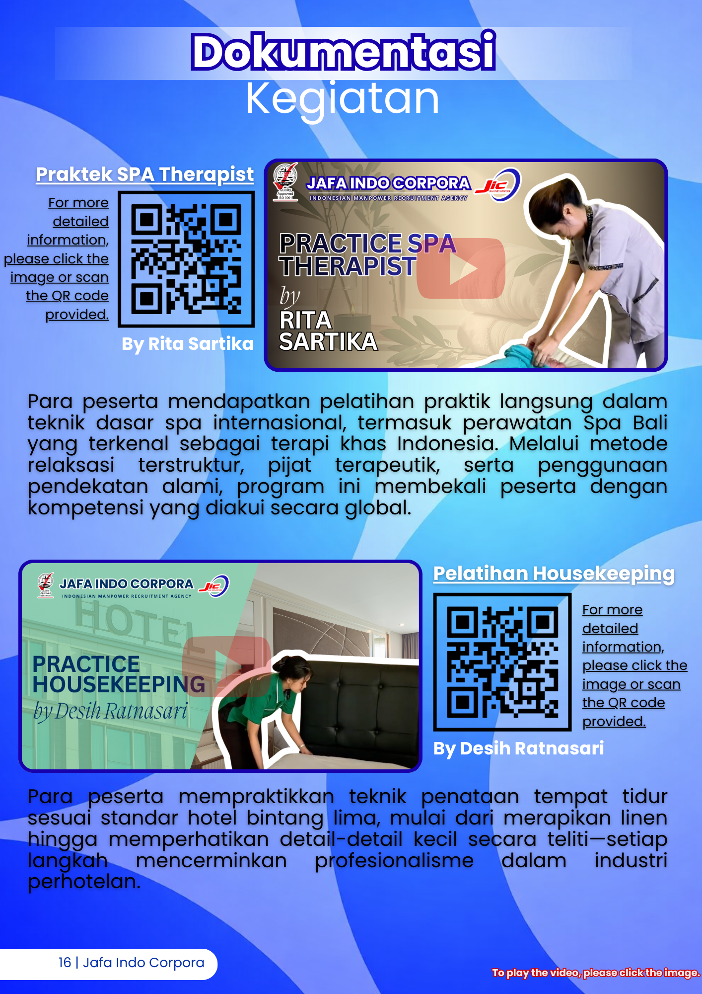 Praktek Spa Therapist Rita Sartika dan Housekeeping Desih Ratnasari